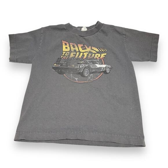 Back to the Future Boys Tee Sz‎ M 5 6 Gray DeLorean Screen Print AlStyle Shirt - Picture 3 of 8